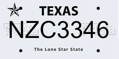 NZC3346 Texas License Plate