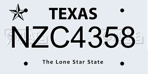 NZC4358 Texas License Plate