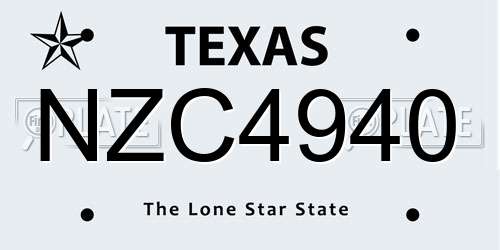 NZC4940 Texas License Plate