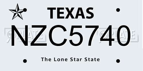 NZC5740 Texas License Plate
