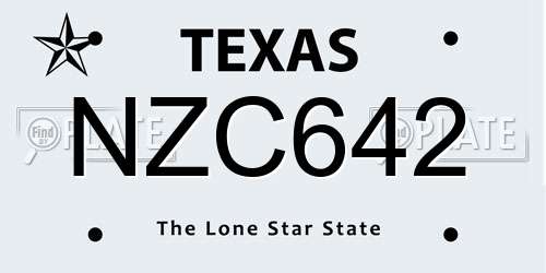 NZC642 Texas License Plate