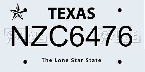 NZC6476 Texas License Plate