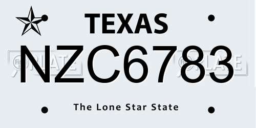 NZC6783 Texas License Plate