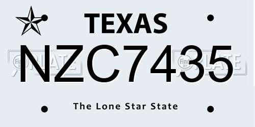 NZC7435 Texas License Plate