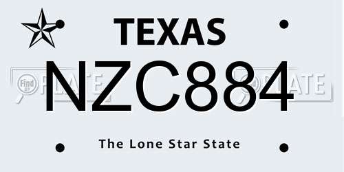 NZC884 Texas License Plate