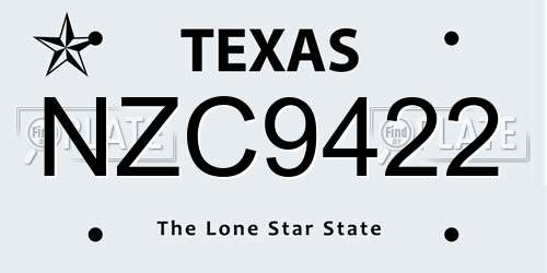 NZC9422 Texas License Plate