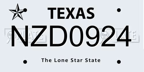 NZD0924 Texas License Plate
