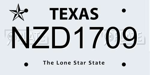 NZD1709 Texas License Plate