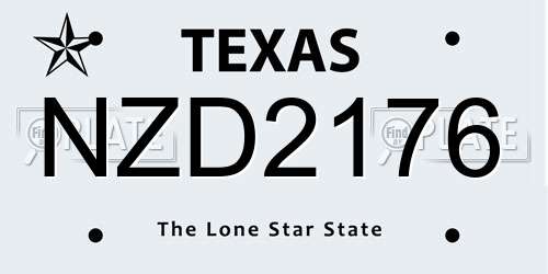NZD2176 Texas License Plate
