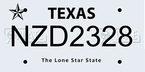 NZD2328 Texas License Plate