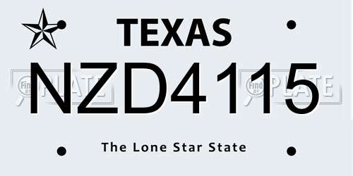 NZD4115 Texas License Plate