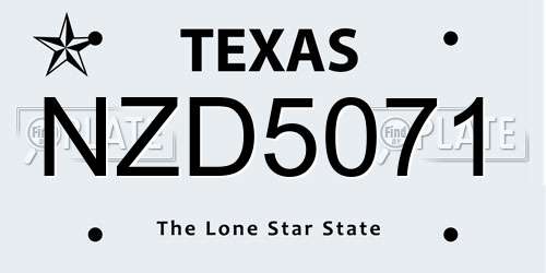 NZD5071 Texas License Plate