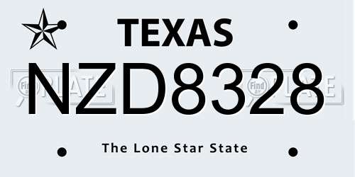 NZD8328 Texas License Plate