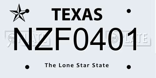 NZF0401 Texas License Plate
