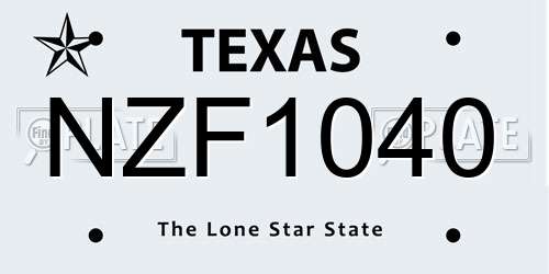 NZF1040 Texas License Plate