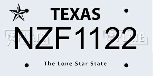 NZF1122 Texas License Plate