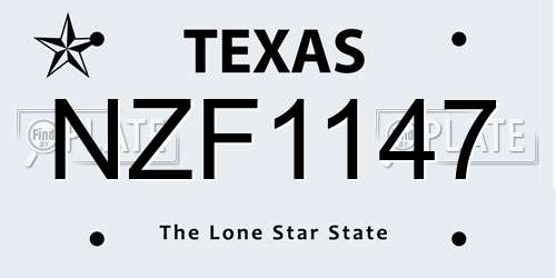 NZF1147 Texas License Plate