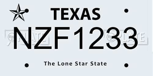 NZF1233 Texas License Plate