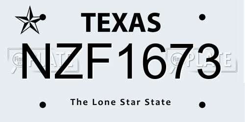 NZF1673 Texas License Plate