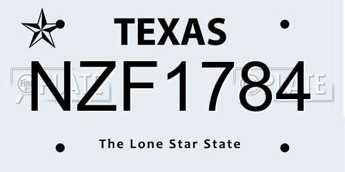 NZF1784 Texas License Plate