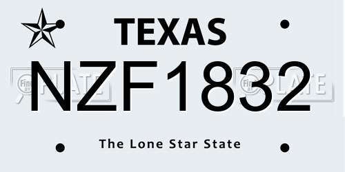 NZF1832 Texas License Plate