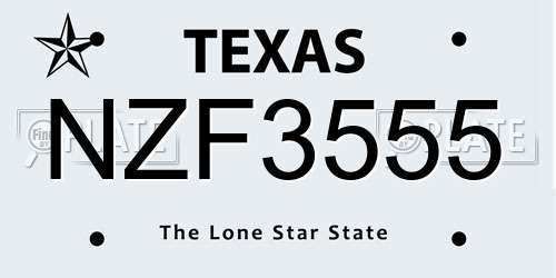 NZF3555 Texas License Plate