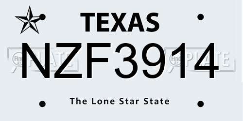 NZF3914 Texas License Plate