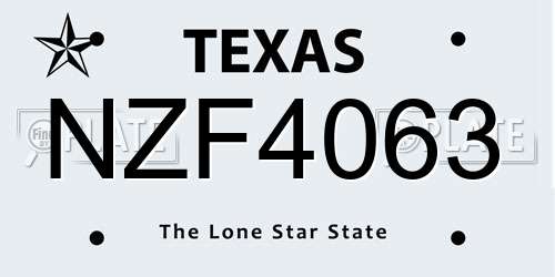 NZF4063 Texas License Plate