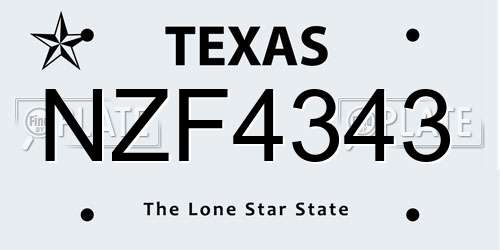 NZF4343 Texas License Plate