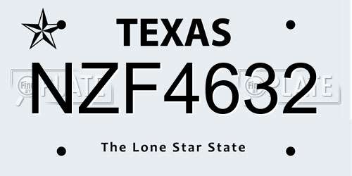 NZF4632 Texas License Plate