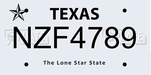 NZF4789 Texas License Plate