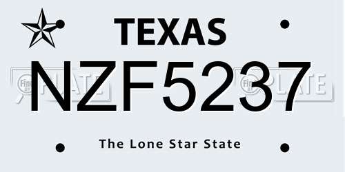 NZF5237 Texas License Plate