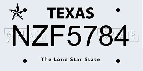NZF5784 Texas License Plate