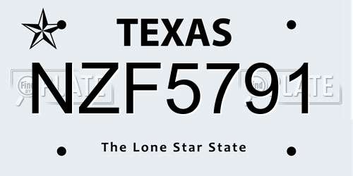 NZF5791 Texas License Plate