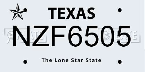 NZF6505 Texas License Plate