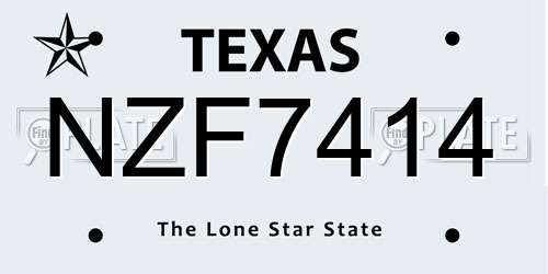 NZF7414 Texas License Plate