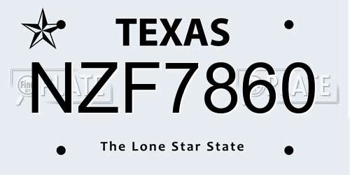 NZF7860 Texas License Plate
