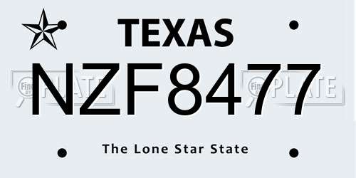 NZF8477 Texas License Plate