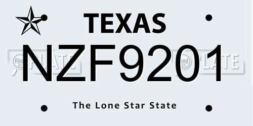 NZF9201 Texas License Plate