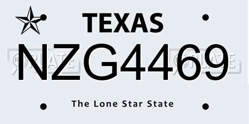 NZG4469 Texas License Plate