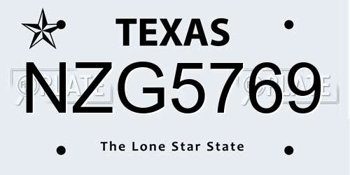 NZG5769 Texas License Plate