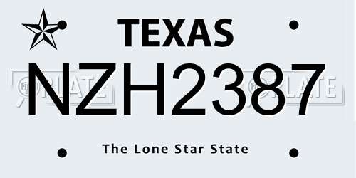 NZH2387 Texas License Plate