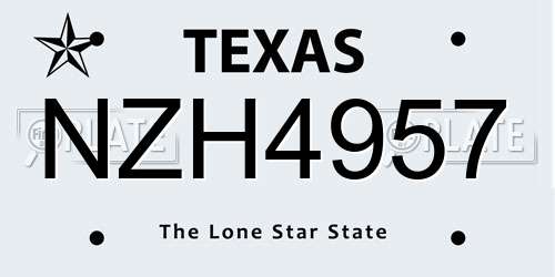 NZH4957 Texas License Plate