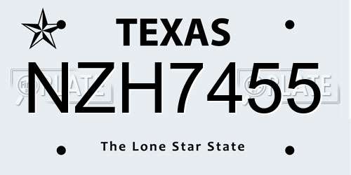 NZH7455 Texas License Plate