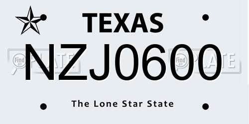 NZJ0600 Texas License Plate