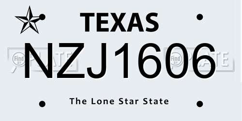 NZJ1606 Texas License Plate