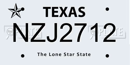 NZJ2712 Texas License Plate