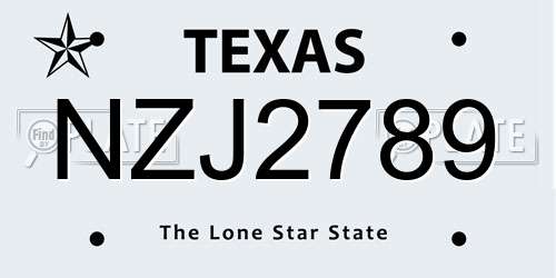 NZJ2789 Texas License Plate
