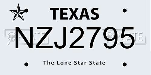 NZJ2795 Texas License Plate