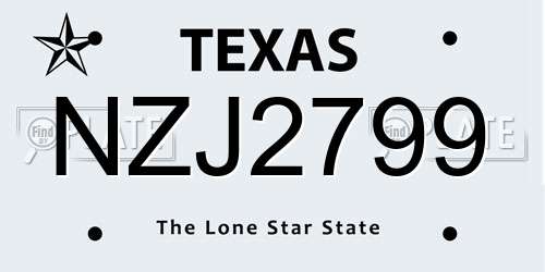 NZJ2799 Texas License Plate